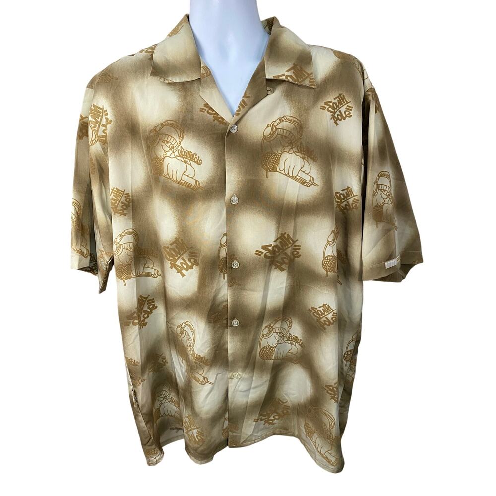 Vtg South Pole Men's L Shirt Hip Hop Button Fat Albert 1990's Y2k Loose Baggy